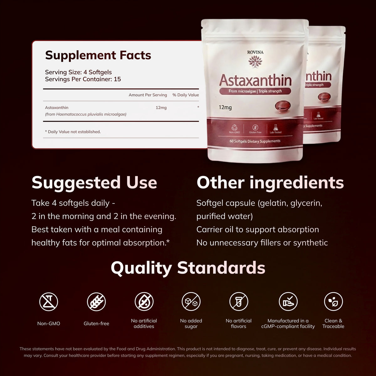 Rovina Astaxanthin 12mg Softgels